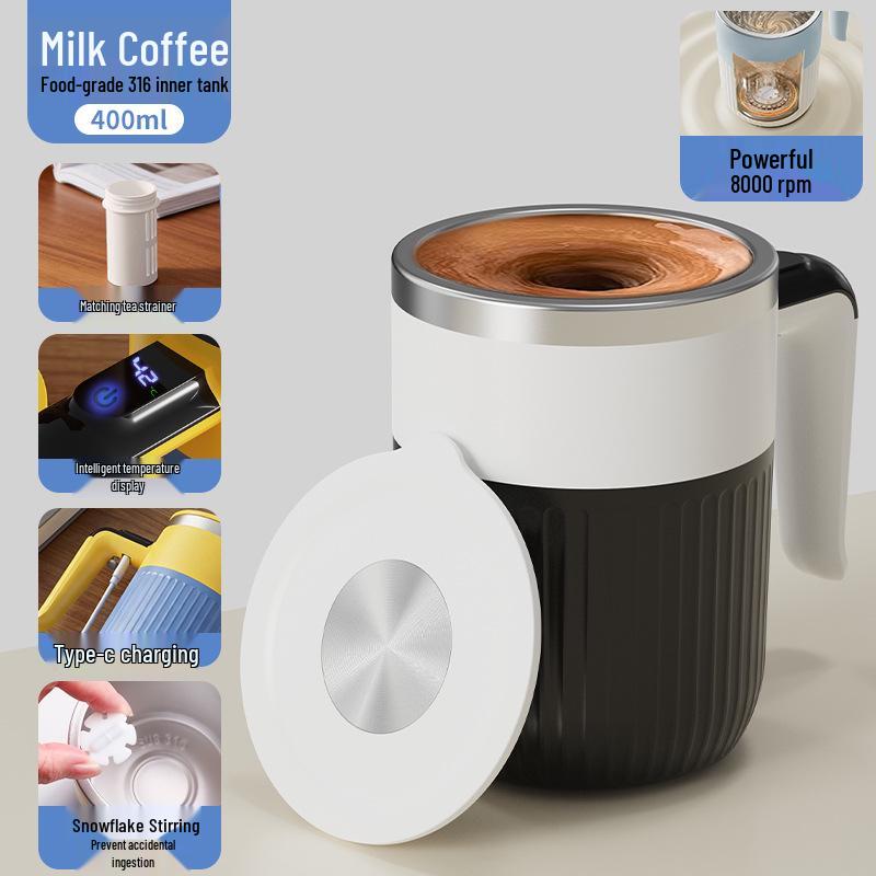 2026 Electric Mixing Mug with Temperature Display – Perfect for Coffee, Smoothies, Tea, and Travel.