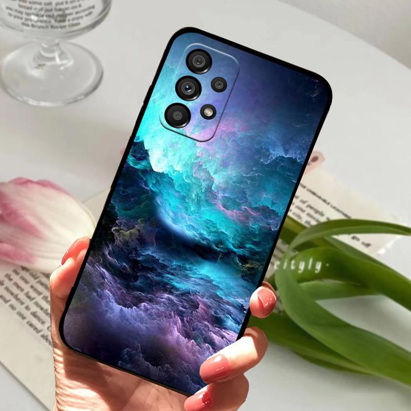 For Samsung A73 5G Case A53 A33 Black Animals Painted Cases for Samsung Galaxy A33 5G Cover A73 2022 Silicone Back Bumper Shell