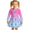Kids Girls Casual Daily Dress Cute Cartoon Print Long Sleeves Dance Wear Princess Dress  2-12 Years