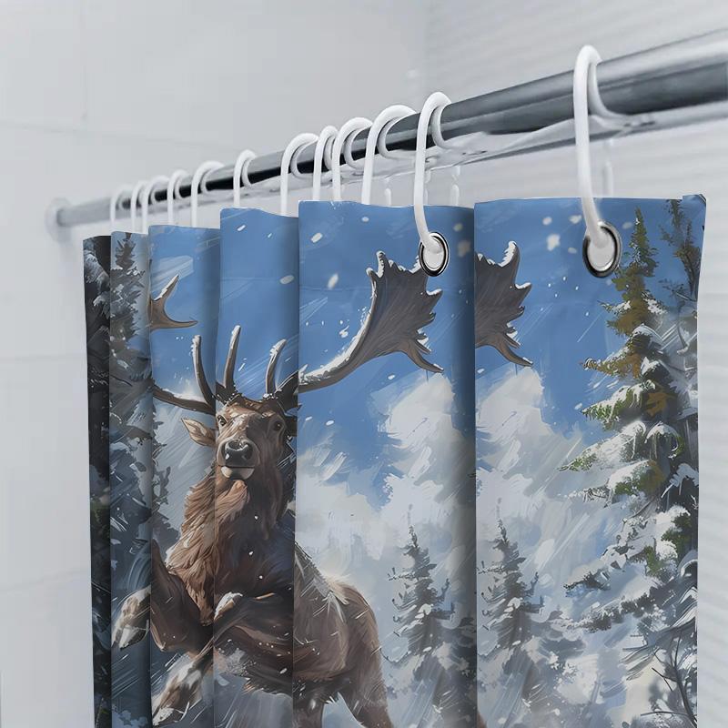 Stylish Deer Shower Curtain - Artistic Print for Bathroom Décor - Durable and Waterproof Home Textile