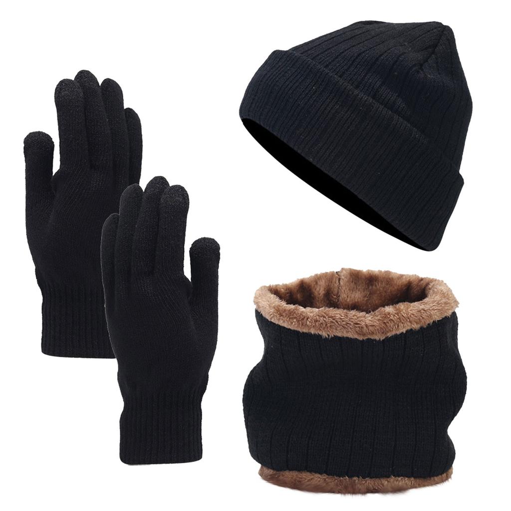 Fashion Knitted Hat Scarf Gloves Three-Piece Autumn And Winter Warm Three-Piece Set