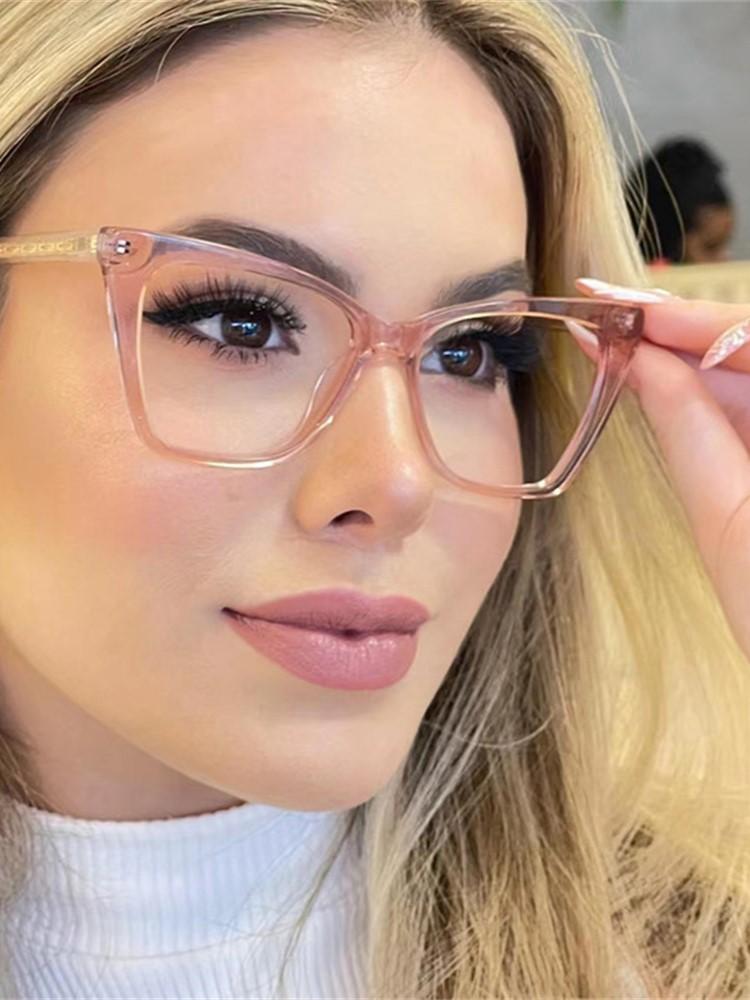Trendy Lightweight TR90 TR90 Vintage Cat Eye Anti-blue Light Eyeglasses Spectacle Frame Frame Ladies Latest Ultra-light Frame Glasses