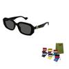 GUCCI Engraved Letters on Temples Square Sunglasses Men's Black