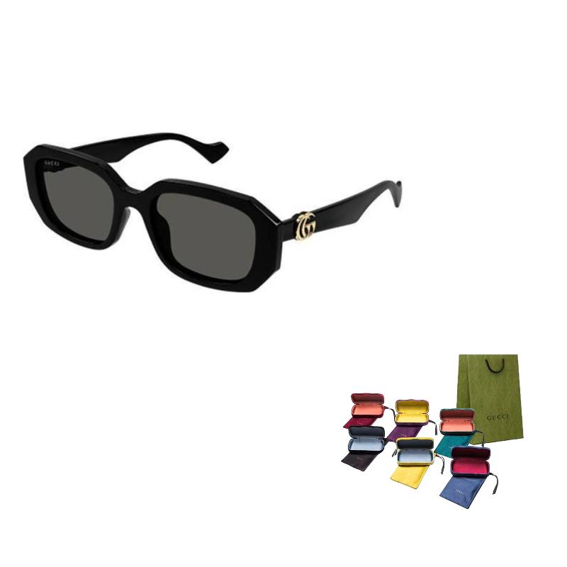 GUCCI Engraved Letters on Temples Square Sunglasses Men's Black