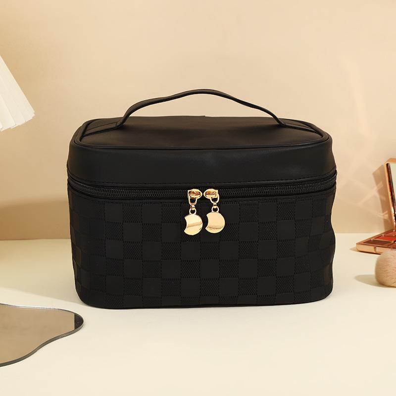 Simple checkerboard cosmetic bag women's high-end sense large-capacity storage bag waterproof portable travel toilet bag