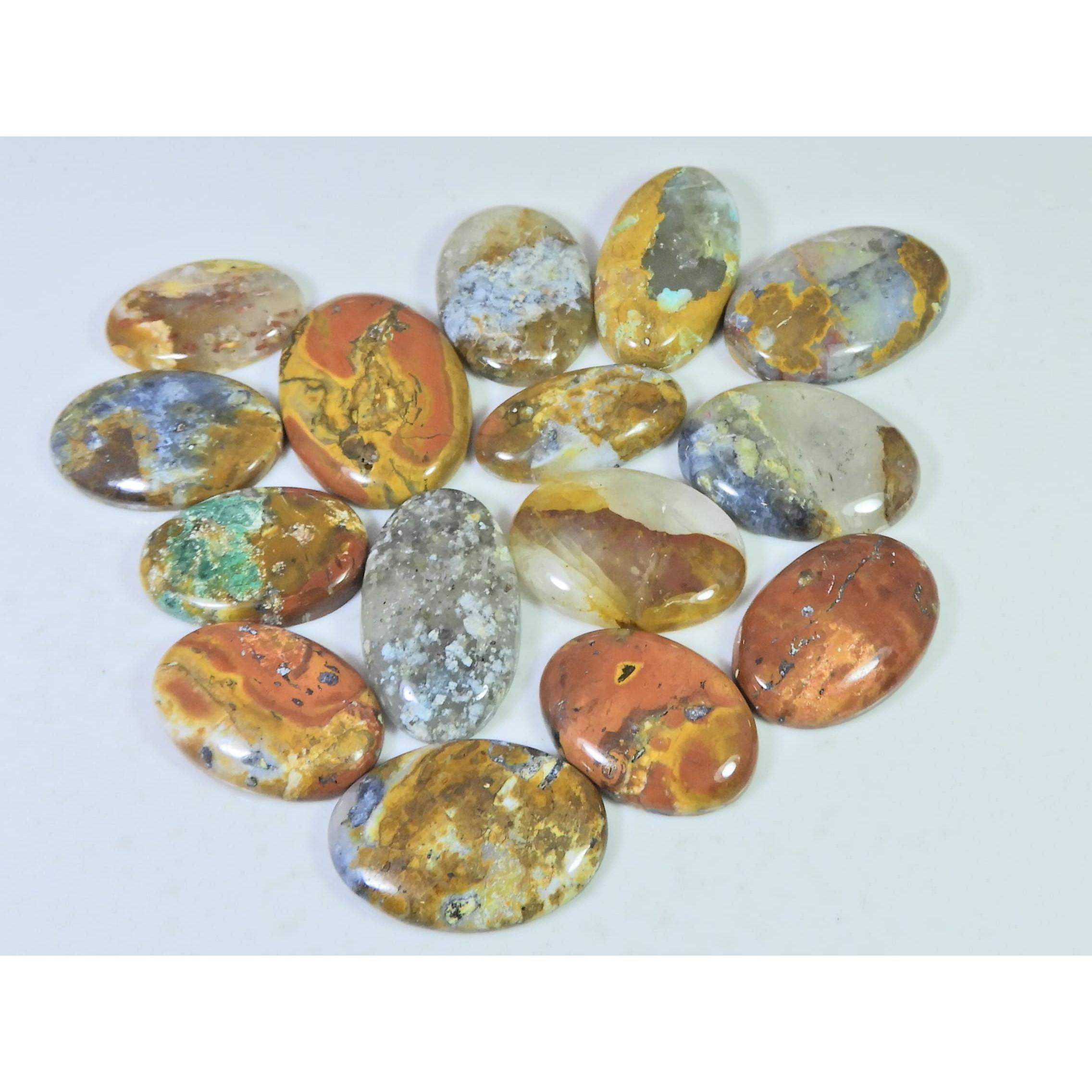322Cts. Natural Forest Agate Oval Cabochon Loose Gemstone 15 Pcs Lot C-1945