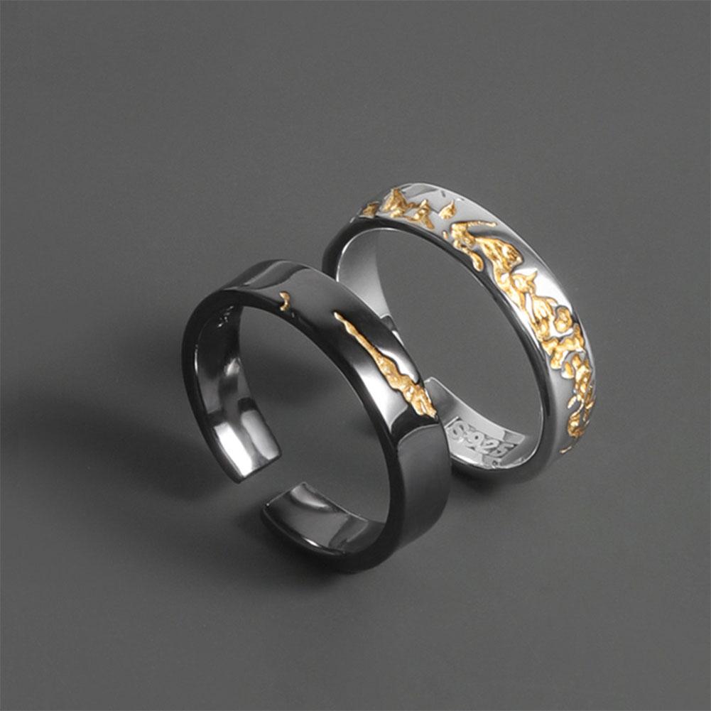 

Fashionable Personalized Gilding Ring Irregular Pattern Alloy Ring Opening Adjustable Ring Jewelry for Men чорний