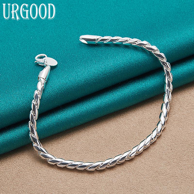 Gioielli con ciondoli per feste in argento sterling 925 con cordino intrecciato da 4 mm