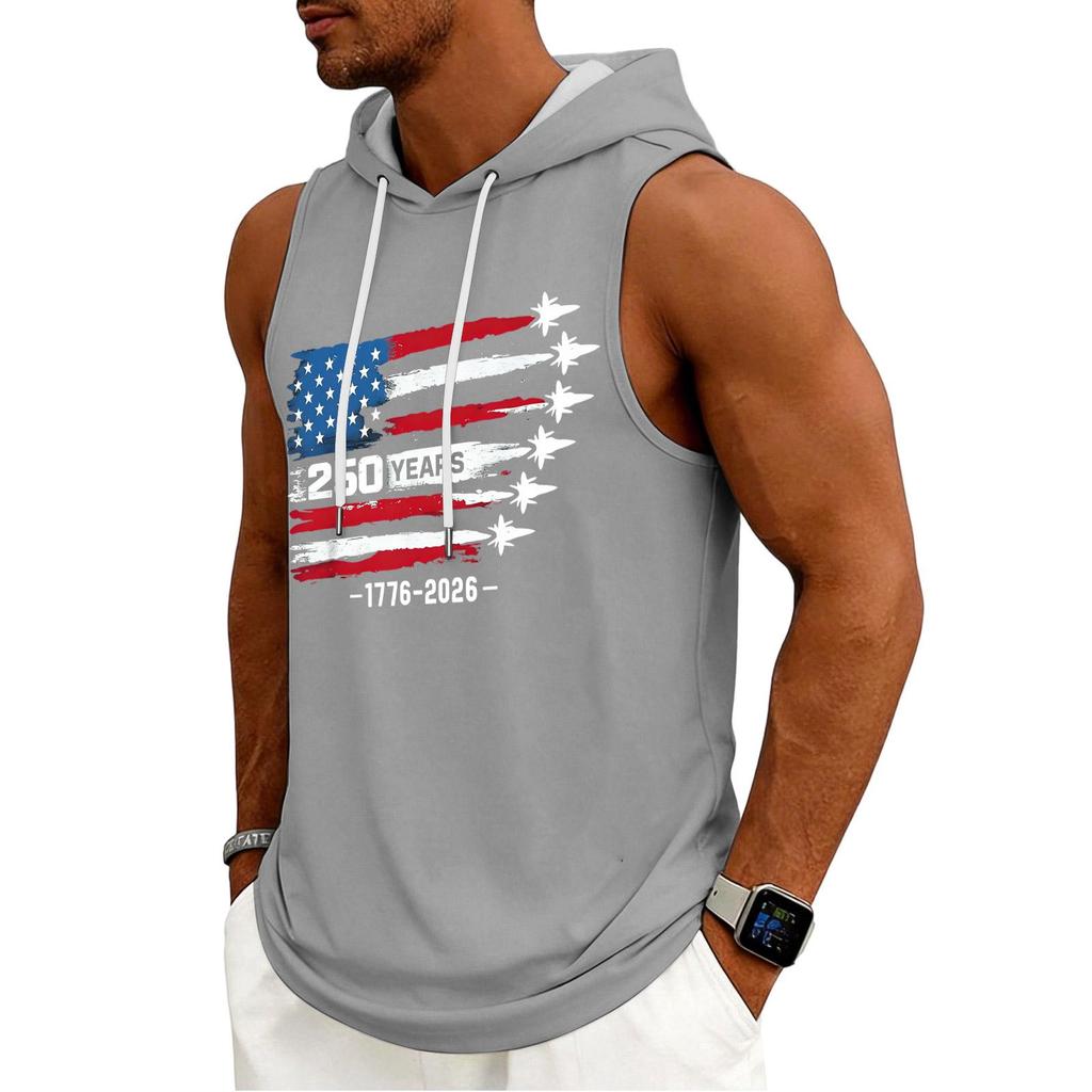 Men's Tank Top Gym Sleeveless Hoodie Shirt Washed Sports Muscle Shirts Fitness Vest With Hood