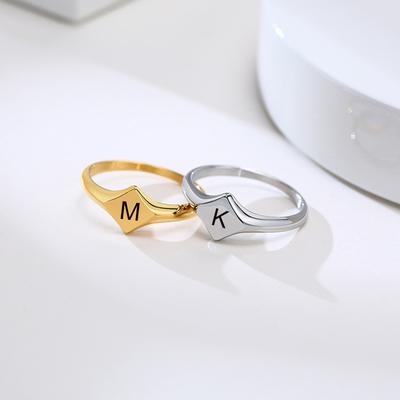 Anillos de Sello Personalizados Vnox para Mujer, Elegante Accesorio de Bandas Geométricas para el Dedo Femenino, Joyería de Acero Inoxidable Antialérgica