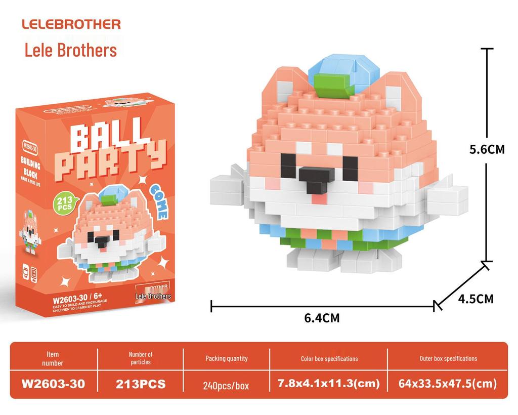 Lele Brothers W2603 Animal Egg Doll Micro Building Blocks for Children's Day Gift