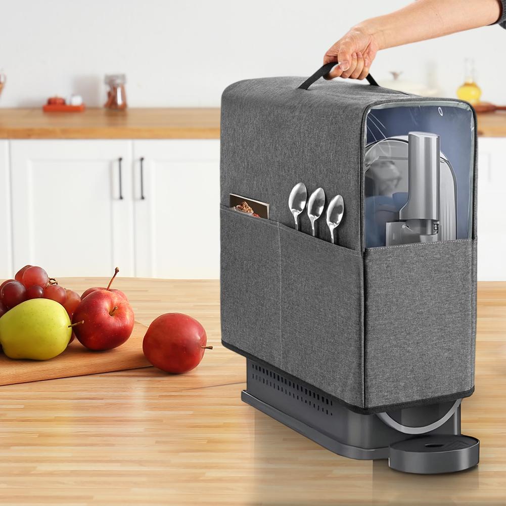 For NJ Slushie Machine Dust Cover for Professional Freeze Drink Maker with Transparent Front and Storage Pockets