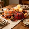 Vintage Plaid Fabric Pumpkin Ornament Halloween Thanksgiving Harvest Home Decor Autumn Tabletop Centerpiece Farmhouse Decoration