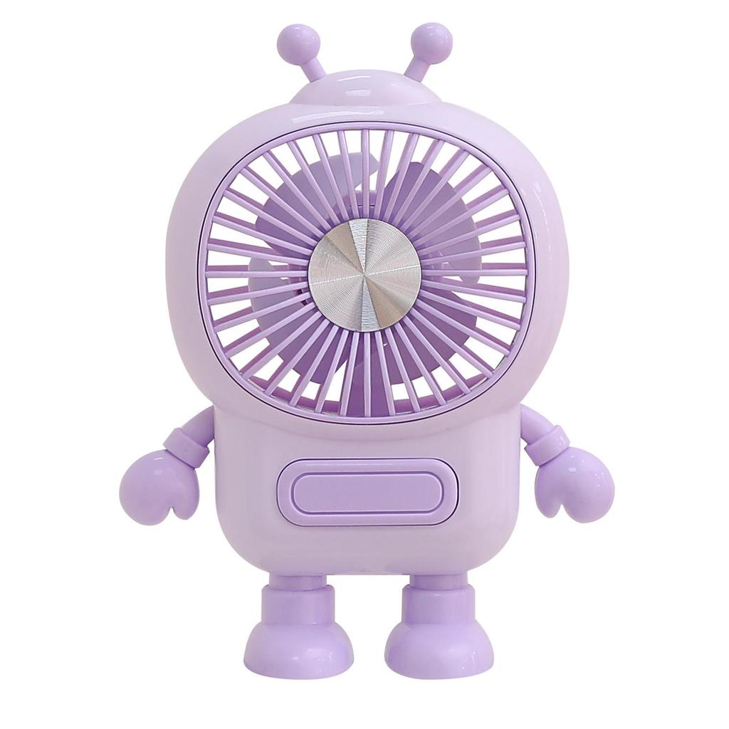 Portable Cartoon Mini Desk Fan with USB Charging and Lanyard
