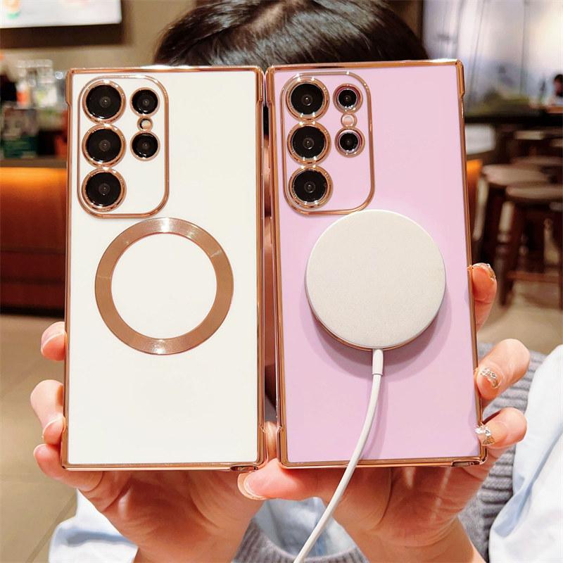 Plating Magnetic Case for Samsung Galaxy S26 S25 FE S24 S23 Ultra S22 S21 MagSafe Cover Phone Accessories