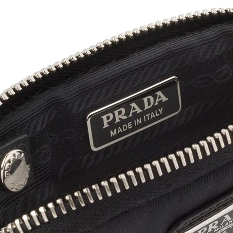 Prada Top zipper nylon crossbody bag coin purse men's black