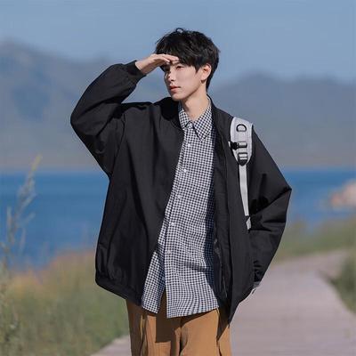 VUUG Men's Japanese Retro Casual Loose Baseball Jacket