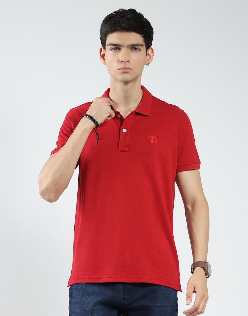 MONTE CARLO Men's Regular Fit Polo T-Shirt for Men's Red (Pack Of 1)
