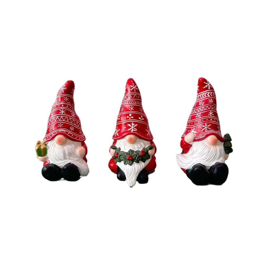 Christmas Gnome Cement Statue - Beard Dwarf Decoration for Garden, Patio, and Home