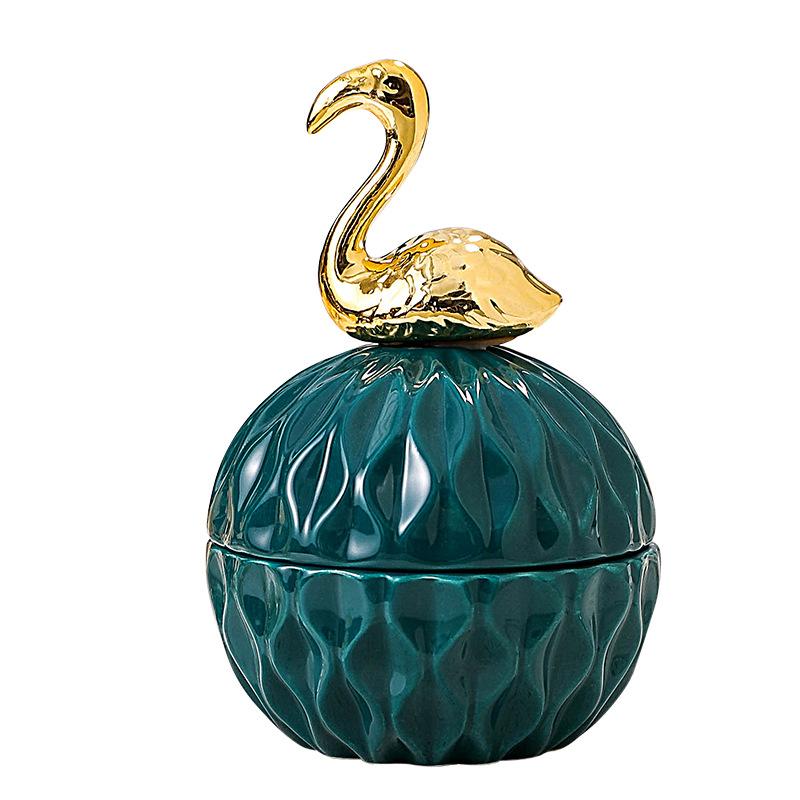 Creative Dark Green Mini Ceramic Storage Jar Cartoon Gold Animal Candy Jar Home Jewelry Storage Box Wedding Holiday Decoration