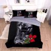 Rosa 3D Teschio di Halloween Lusso Biancheria da Letto Set Copripiumino Matrimoniale Invernale Nero Biancheria da Letto Set Copripiumino King Copripiumino+federa