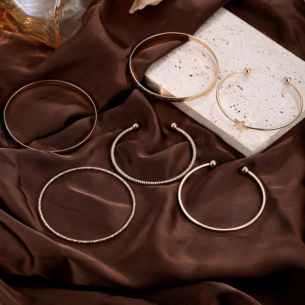 Hot-selling retro creative pentagram design open bracelet set metal bracelet bracelet