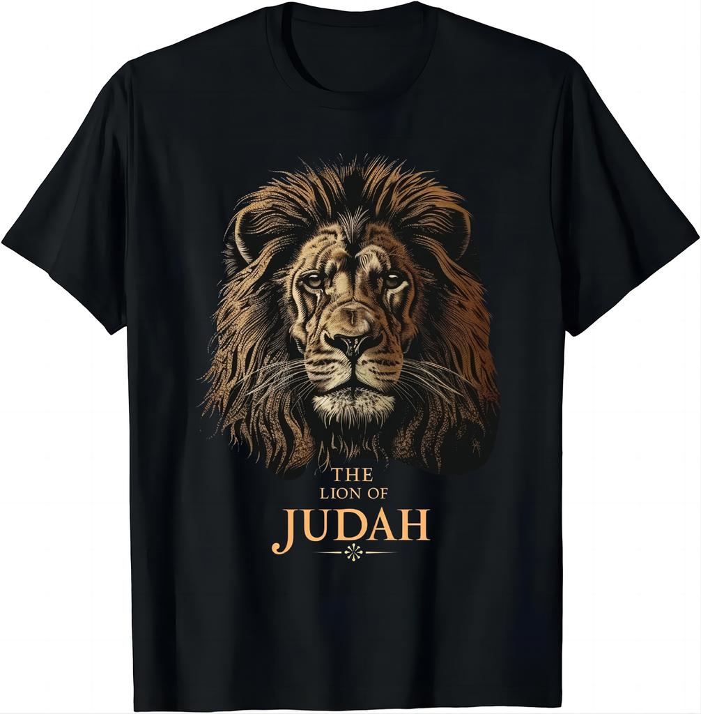 Jesus Lion of Judah Christian Gift for Men Women TShirt Vintage T Shirt Cotton Animal Tops Ropa Hombre Camisas Streetwear