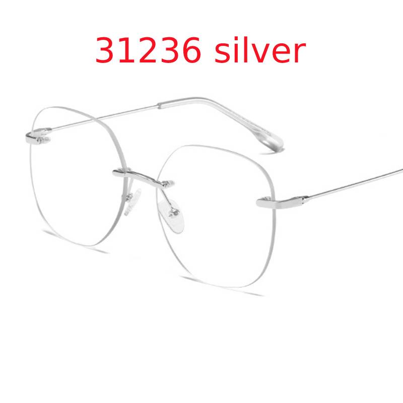 Metal Rimless Glasses Frame Women Prescription Anti-blue Light Myopia Optical Oval Eyewear 0 -0.5 -1.0 -1.5 To -5.0