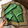 Luxury Brand Women Leopard Print Square Hijab Scarf Soft Satin Silk-like Small Neck Scarf Stylish Casual Headscarf