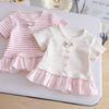 Girls Summer Cotton Short Sleeve T Shirt Sweet Lace Trim Cute Top Baby Breathable Comfortable Tee