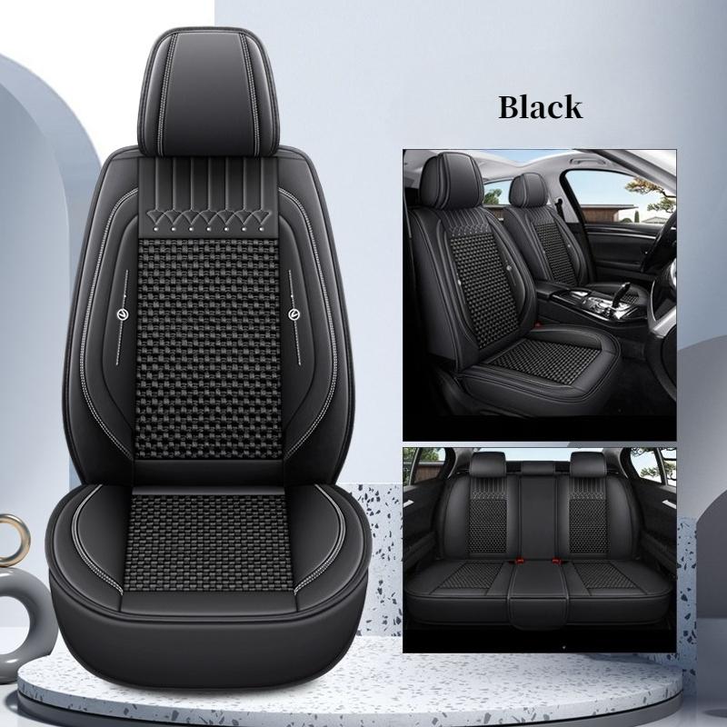 

Premium 5-Seat 360° Full-Cover Luxury Car Seat Covers Breathable Ice Silk & PU Leather Hybrid Design All-Season Universal чёрный