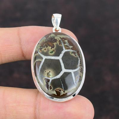Moroccan Mud Crack Fossil Pendant 925 Sterling Silver Pendant Gemstone Pendant Silver Jewelry Handmade Pendant Brand New Pendant For Gifts