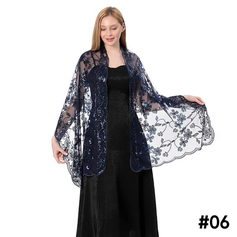 Sequ Shawl Wraps for Evening Dresses Wedding Decoration Scarf Elegant Hijab Cover for Ramadan Festivals Women's Modest Fashion Floral Shawl