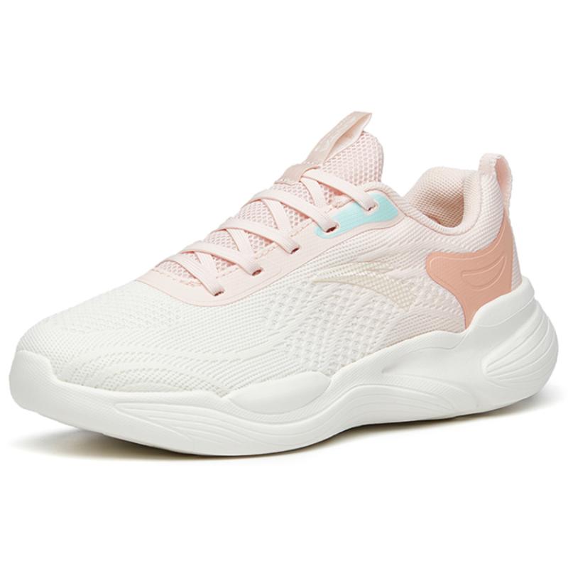 Anta Shock Absorbers Slip Resistant, Abrasion Resistant, Lightweight Low Top Training Shoes Women's White Pink Sneakers 122217719-1