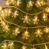 LED Snowflake Light String USB Fairy Pendants Garland Wedding Outdoor Garden Indoor Living Room New Year Christmas Decoration