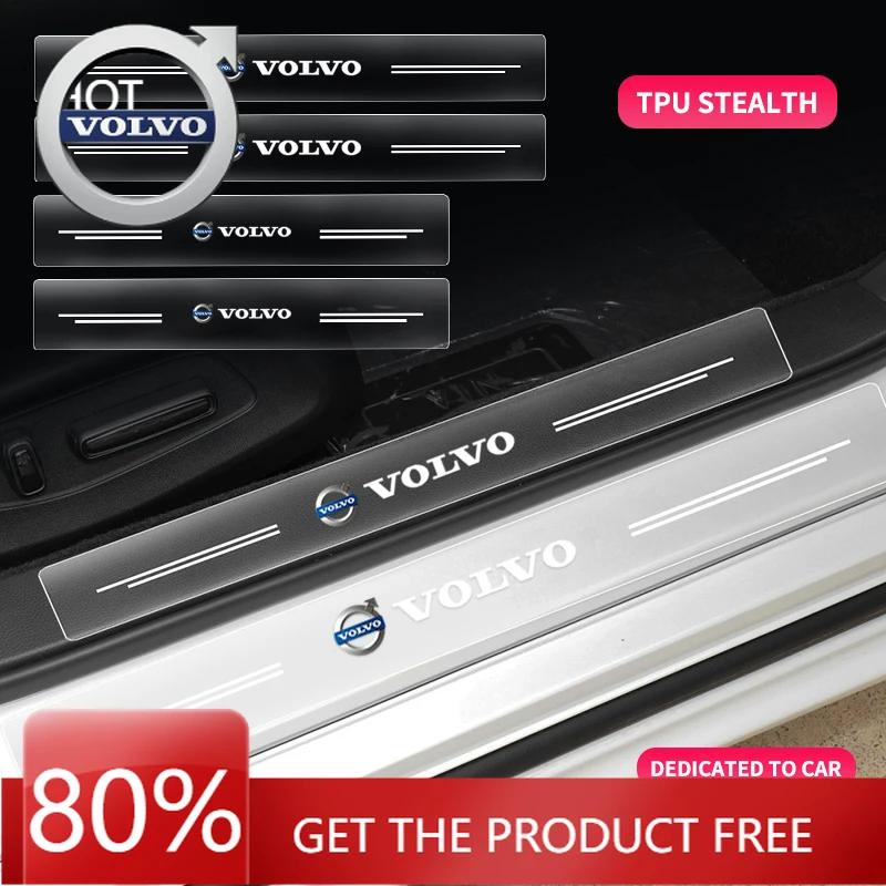 Emblems 2026 New For Volvo 4PCS Car Threshold Protector Transparent Decorative Badge Sticker For Volvo V60 XC60 XC90 S60 XC40 V4 KW0