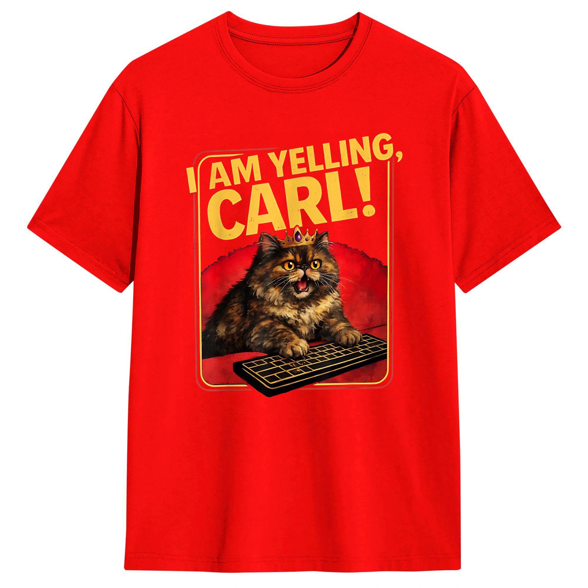 Dungeon Crawler Carl I Am Yelling Carl Funny Cat Meme Keyboard Rage Humor TShirt Summer Hip Hop TShirts Cotton O Neck 6XL Tops S