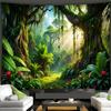 Lush Jungle Forest Sunlight Tapestry NatureScenery Wall DecorTropical Plants Greenery Indoor GardenAmbiance Relaxing Environment
