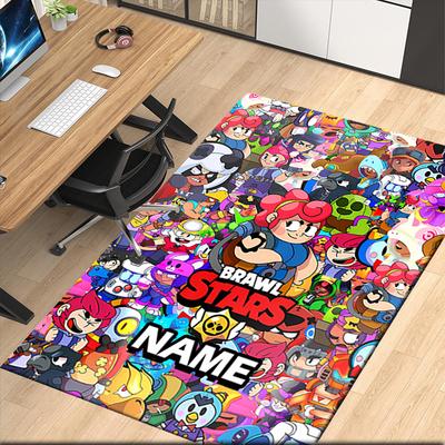 Custom Name Brawl Stars Printed Carpet, for Office Chair Living Room Bedroom Kitchen Room Decor Gifts.