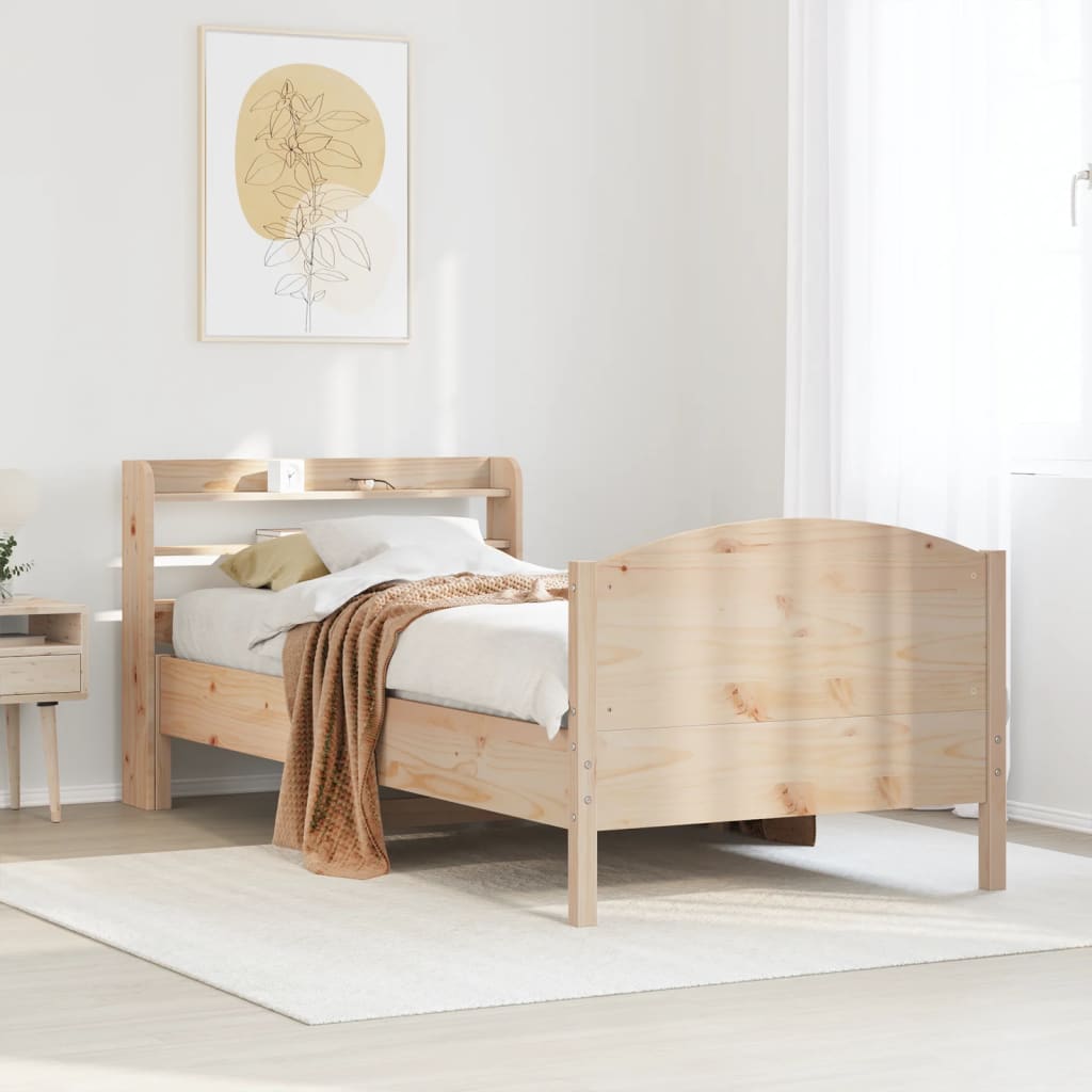 Solid Wood Bed without Mattress 75 x 190 cm Pine Wood