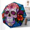 Day of the Dead Sugar Skull Stained Wall Art DecorUmbrella, Portable 3-Fold Compact Umbrella for Men & Women Gift