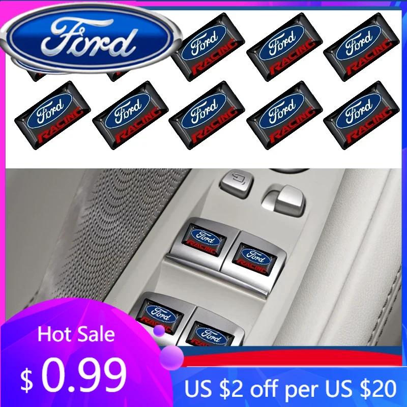 Nouveau Autocollant de Voiture 2026 Chaud 2025 10pcs Décoration de Voiture Bouton Multifonction Autocollant Motif Logo Pour Ford Fiesta EcoSport ESCORT Ra