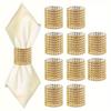 10pcs Elegant Rhinestone Napkin Buckle, Golden Shiny Napkin Ring, for Dining Table Decoration