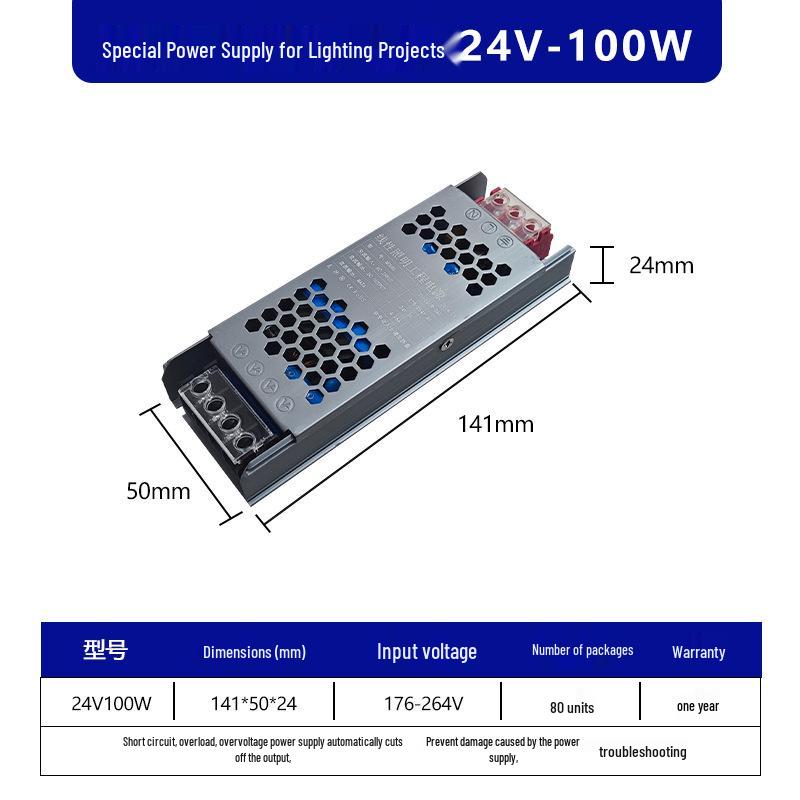 Ultra-thin Silent Indoor 220V To 24V LED Driver Transformer for Light Box, 60/400W, 12V Output