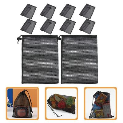 Nylon Mesh Drawstring Bags Durable Black Pouch Hot Small Net Bag  for Beach Games