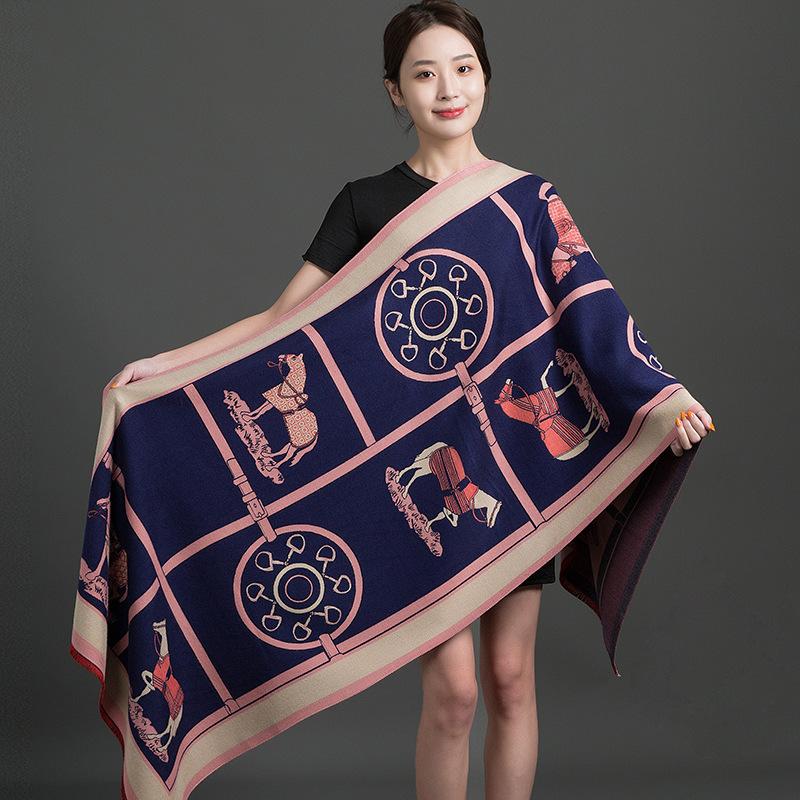 Women S Thick Faux Cashmere Double Sided Cashew Pattern Scarf Winter Shawl
