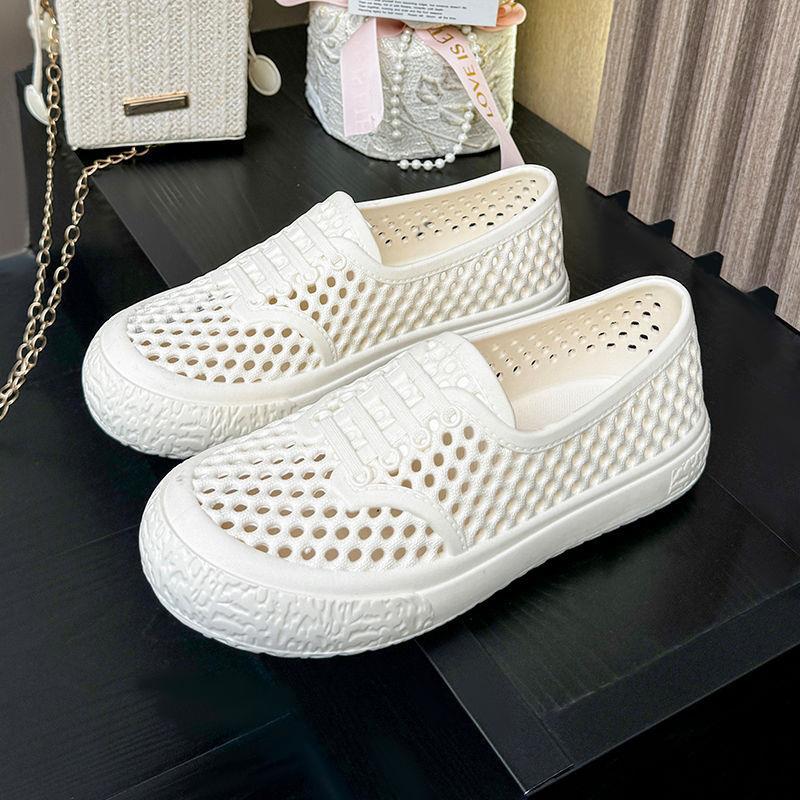 Women New Closed Toe Clogs Waterproof Soft Sole Summer Beach Nurse Student White Slip On Sandals 36