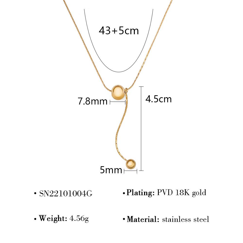 Ожерелье с шариком Ретро Геометрическая цепочка на ключицу Стальное ожерелье с титаном Женская нишевая цепочка для свитера