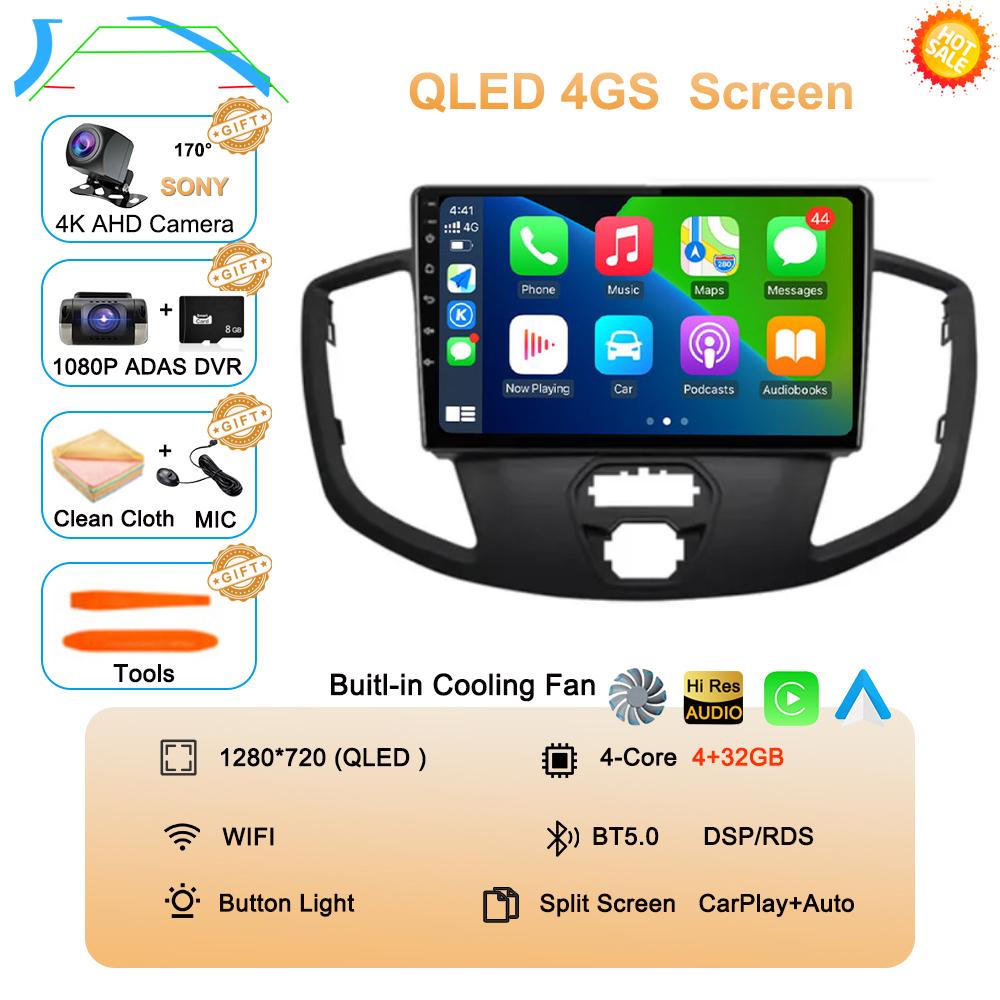 Android 14 Auto Carplay For Ford Transit 2015 - 2018 Car Radio Multimedia Video Player Navigation GPS Stereo 360 Camera WIFI+4G