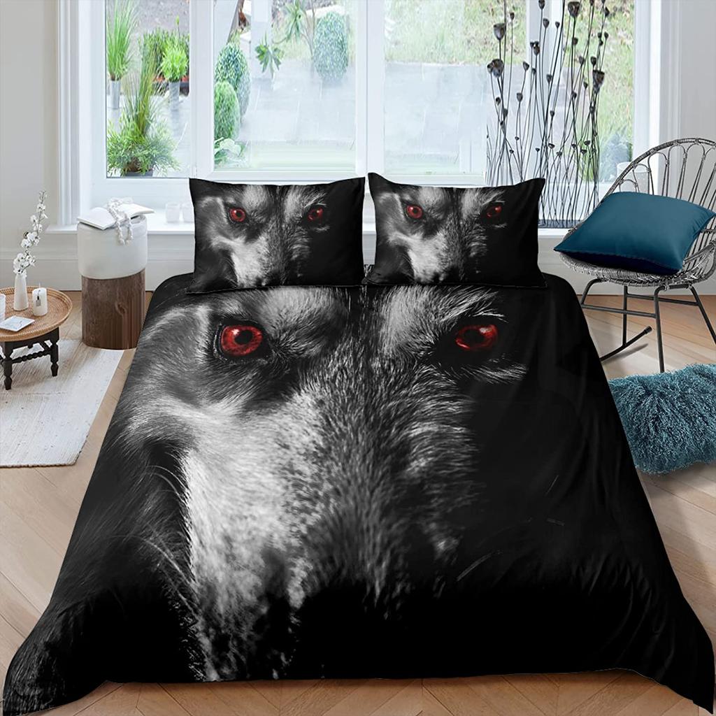 Wolf Duvet Cover Set King Queen Size Wild Animals Pattern Polyester Comforter Cover For Kids Boys Girls Bedding Set Quilt Cover